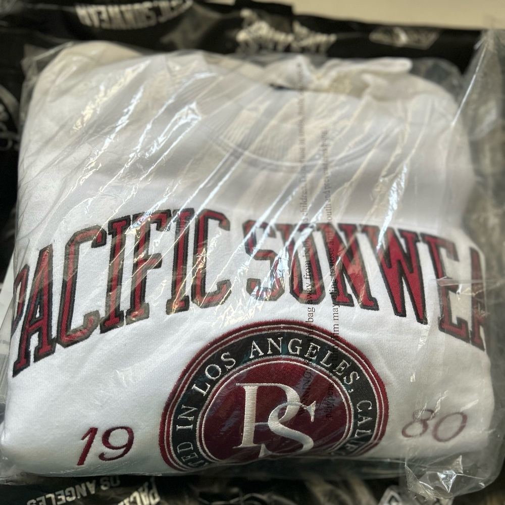 Pacific Sunwear White Hoodie with Red Accents